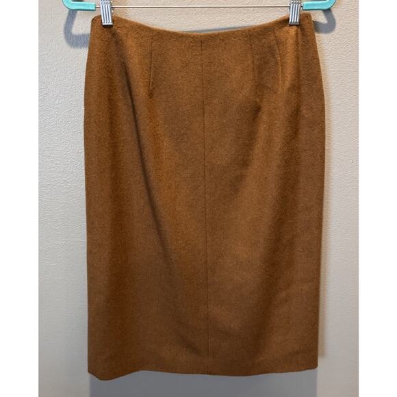 Talbots Women's Front Zip Pure Camel Hair Skirt Size 10 Made in Italy Brown - Picture 2 of 4